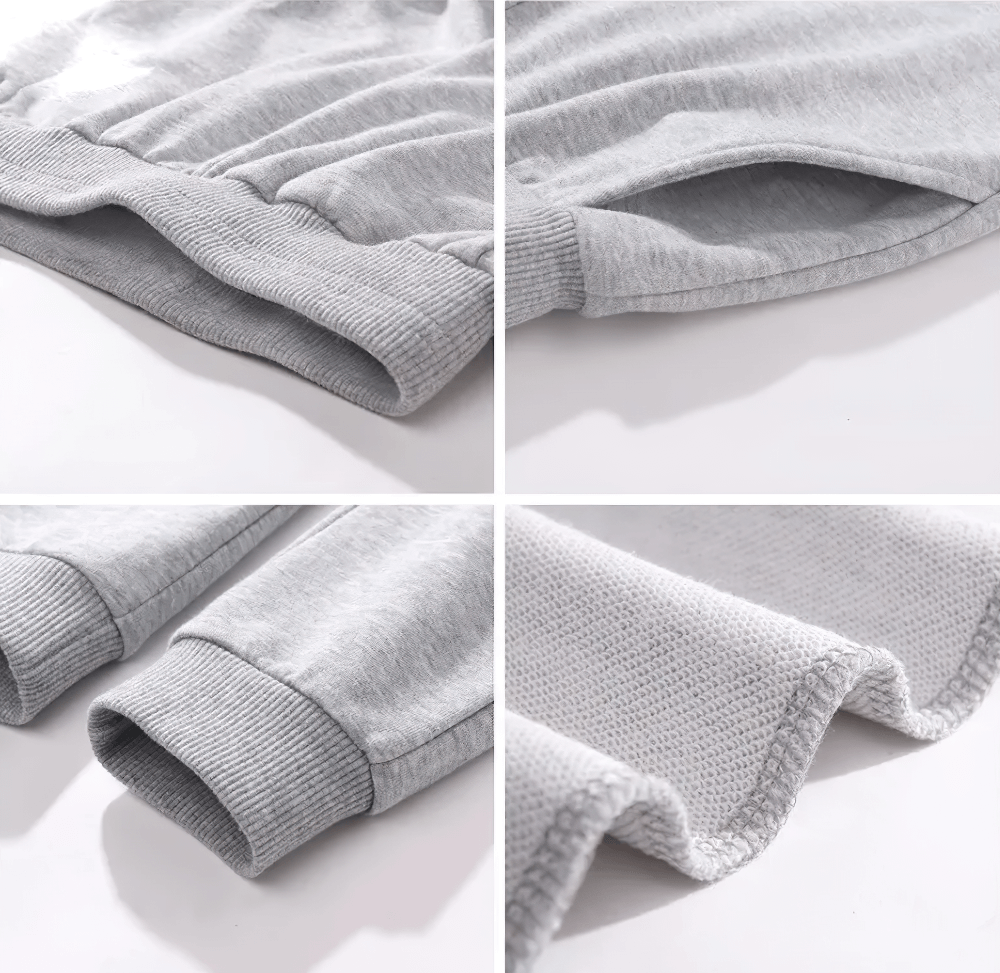 Detailed view of Boys Sporty Jogger Pants with Luminous Prints - SF3724 showing elastic waist, pockets, cuffs, and soft fabric texture.