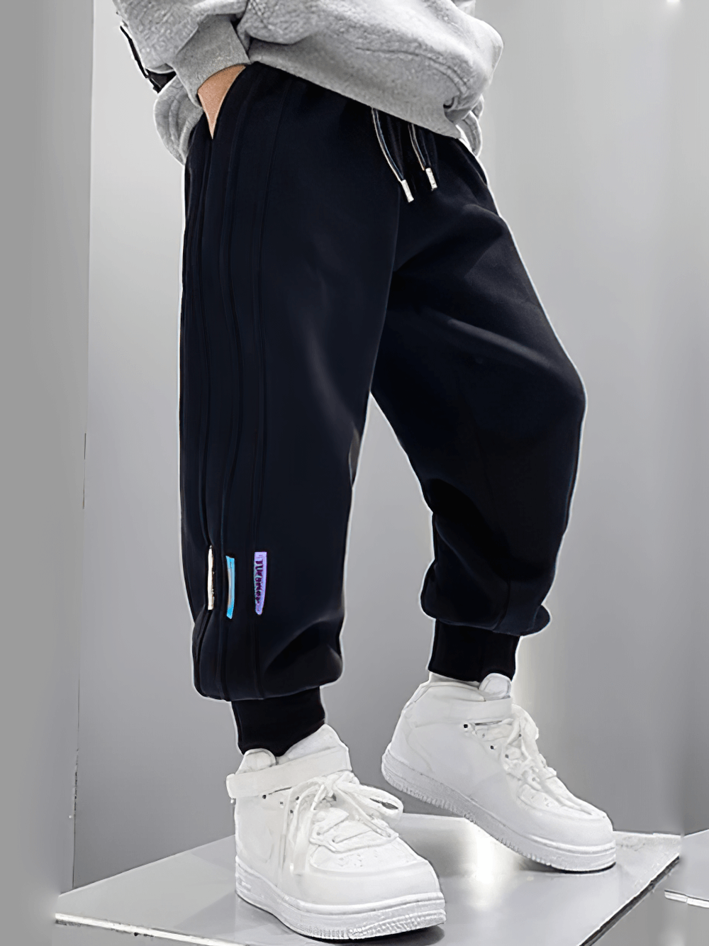 Boys Striped Sport Jogger Pants with Elastic Waist - SF3965, featuring side stripes and elastic cuffs for active and casual wear.