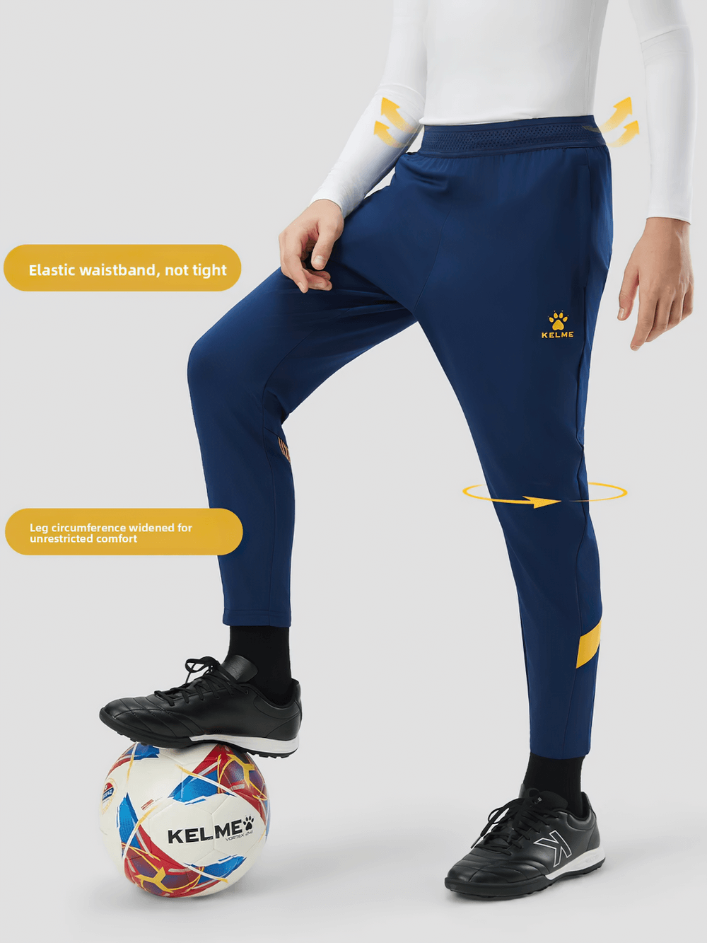 Boys Thermal Training Pants with Elastic Waist - SF3662, fleece-lined sports pants for active kids, shown with football.