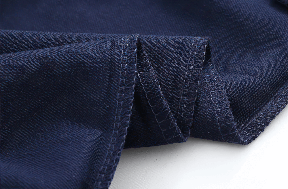 Close-up of fabric detail of Boys Warm Jogger Sweatpants with Elastic Waist - SF3693, showing quality stitching and material texture in blue.