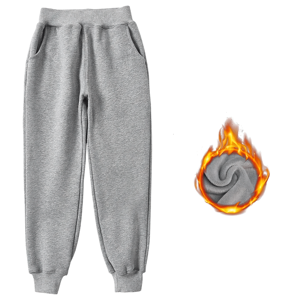 Boys Warm Jogger Sweatpants with Elastic Waist - SF3693 in grey, showcasing insulation and comfortable fit for active boys.