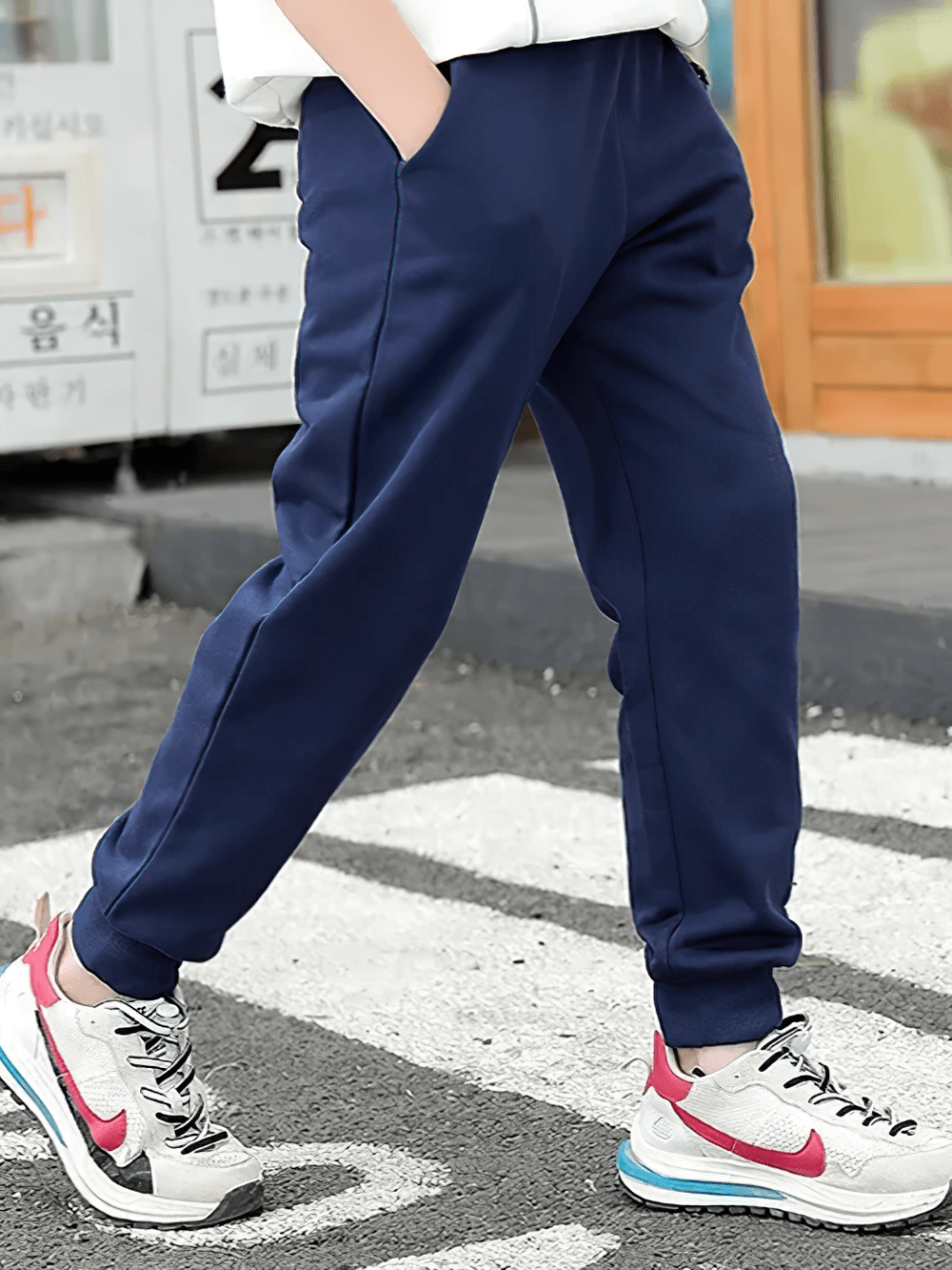 Boys Warm Jogger Sweatpants with Elastic Waist - SF3693; perfect for casual sport, school, or streetwear with tapered legs and ribbed cuffs.