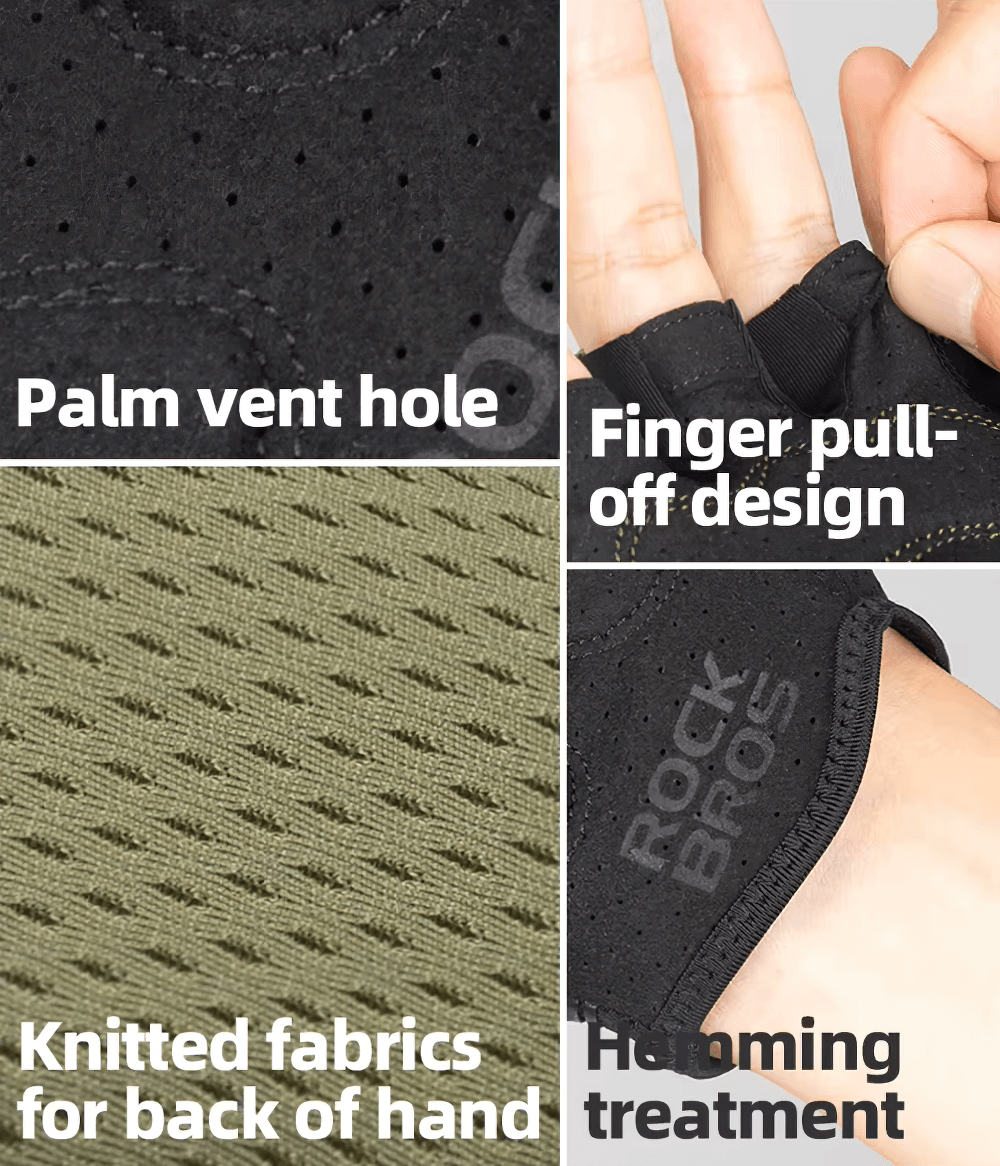 Breathable Half-Finger Cycling Gloves with Palm Vent Hole, Finger Pull-Off Design, and Knitted Fabrics for Superior Grip and Comfort