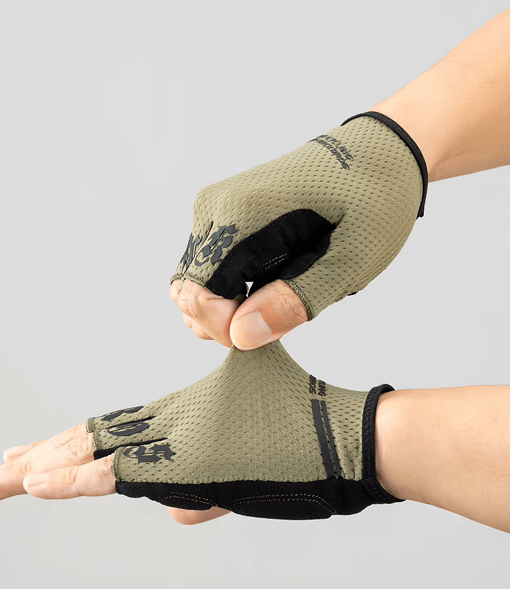 Breathable anti-shock half-finger cycling gloves with SBR palm pads for superior grip and non-slip performance.