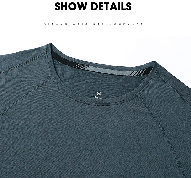 Close-up of a breathable dark athletic t-shirt neckline, showcasing detail and fabric quality for performance sportswear.
