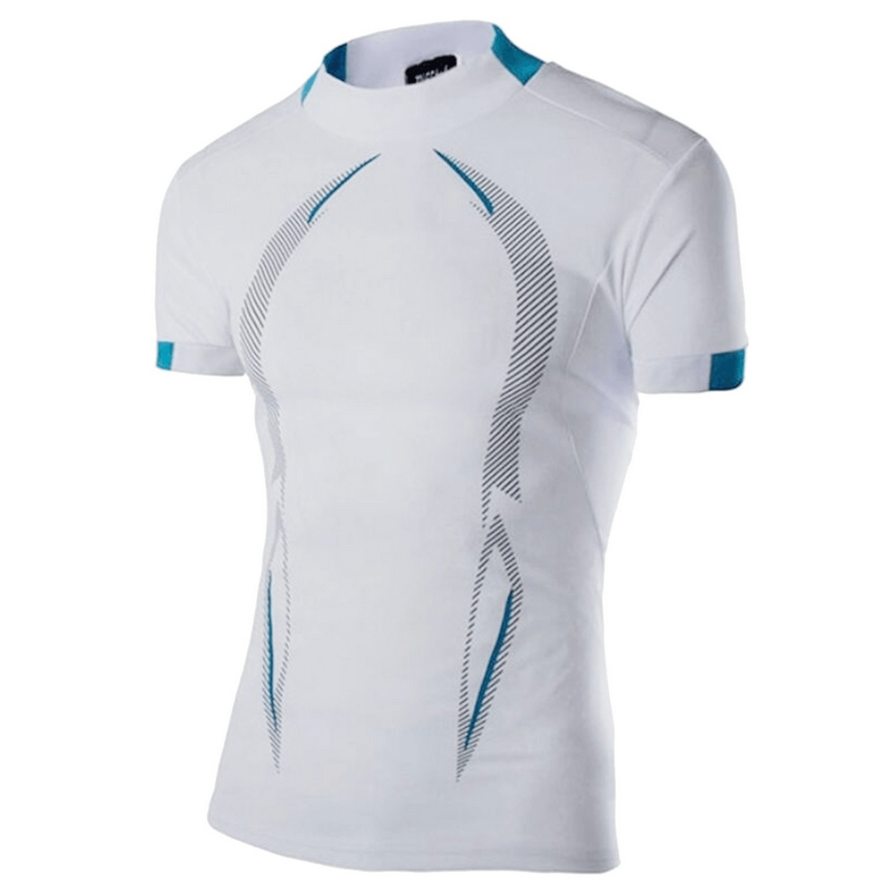 Alt Tag: Breathable Athletic Training T-Shirt for Fitness - SF4367 men’s quick-dry compression gym tee, lightweight breathable workout top