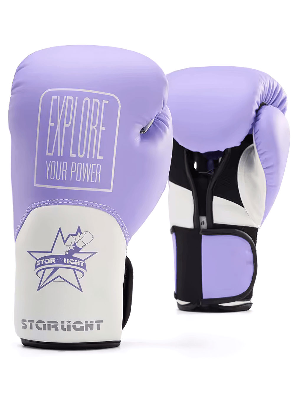 Breathable boxing gloves SF3137, lavender color, triple pad cushioning for superior protection.