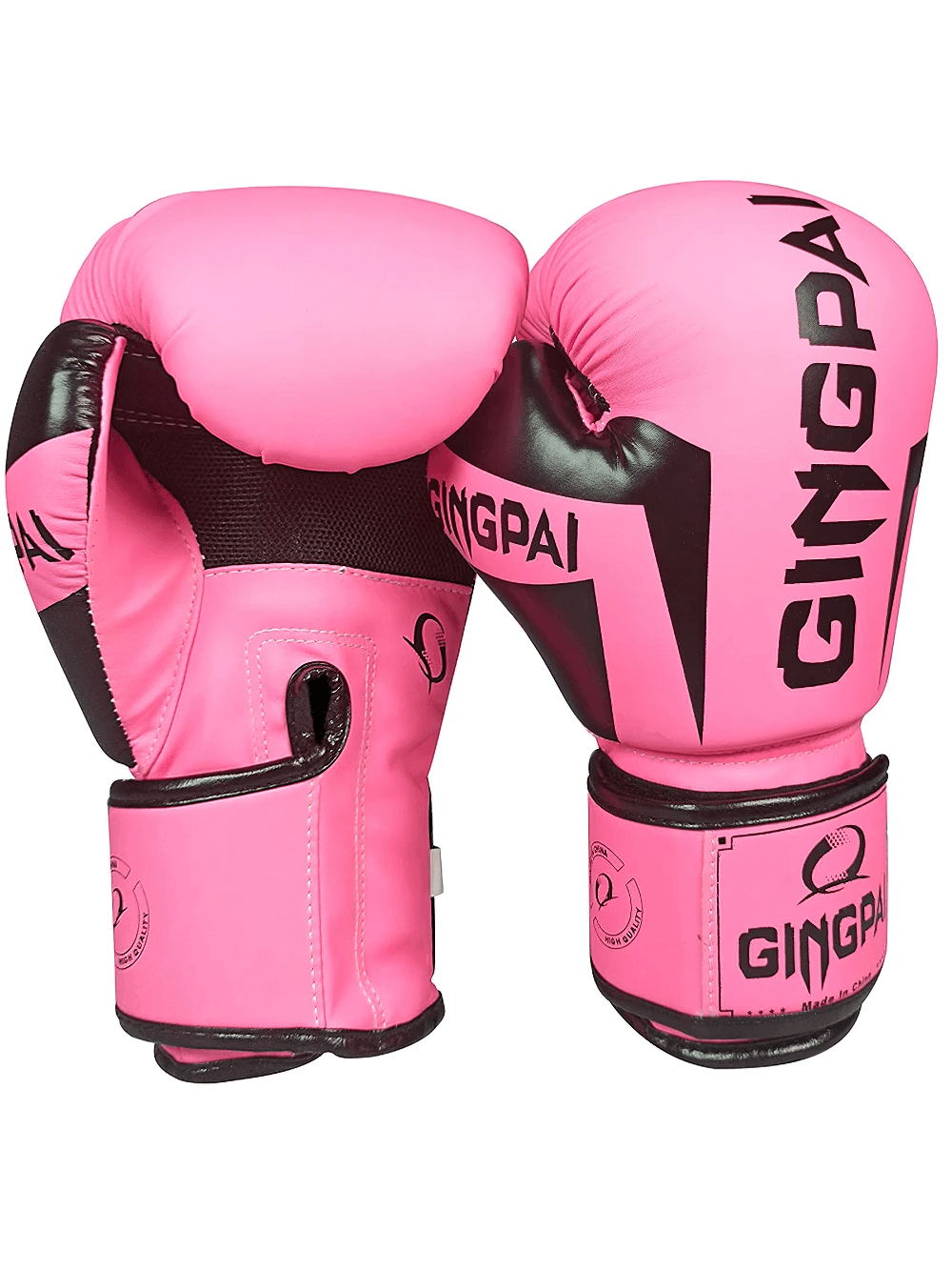 Pink breathable boxing gloves for sparring, MMA, and Muay Thai, made from durable PU leather with customized weaving technology.
