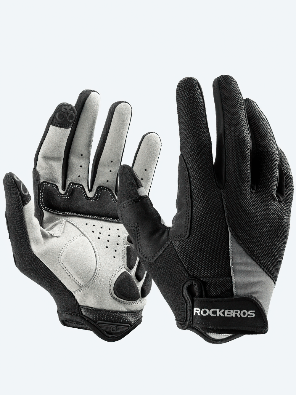 Breathable cycling gloves with shock absorption, windproof design, SBR padding, and touchscreen fingertips for superior grip