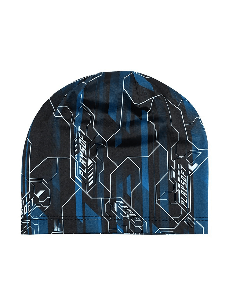 Breathable elastic men's printed beanie SF1657, lightweight polyester, stylish skin-friendly design, modern men's casual fashion accessory.