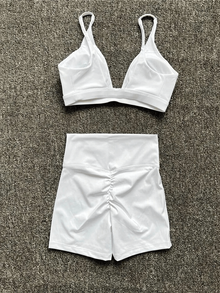 Atmungsaktiver, elastischer Damen-Anzug aus Shorts und Sport-BH – SF1757 