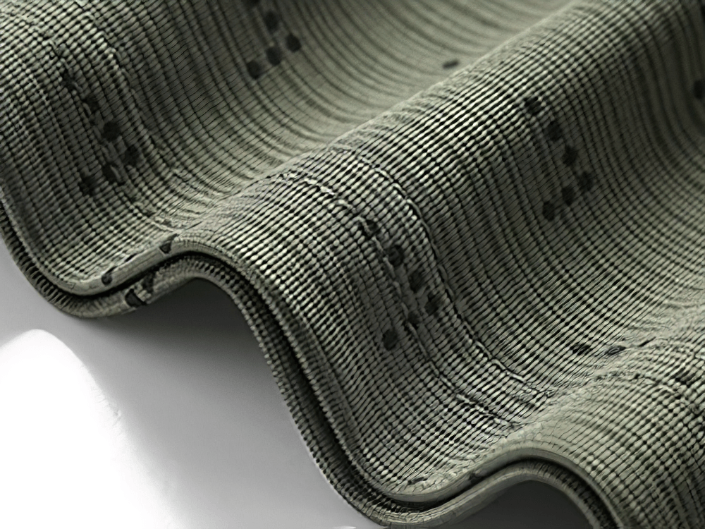 Alt Tag: Breathable Geometric Print Sports T-Shirt - SF4459 close-up of breathable textured fabric with geometric pattern, flexing smoothly