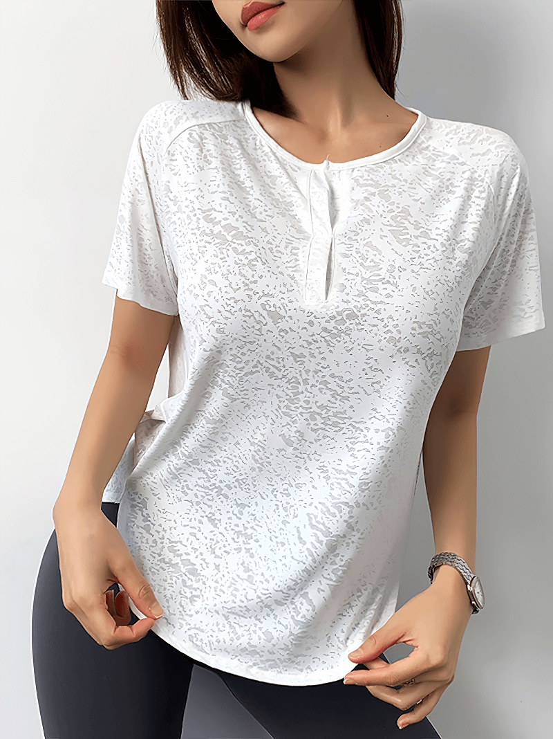 Breathable Loose Short Sleeves Buttons Sports T-Shirt - SF1350