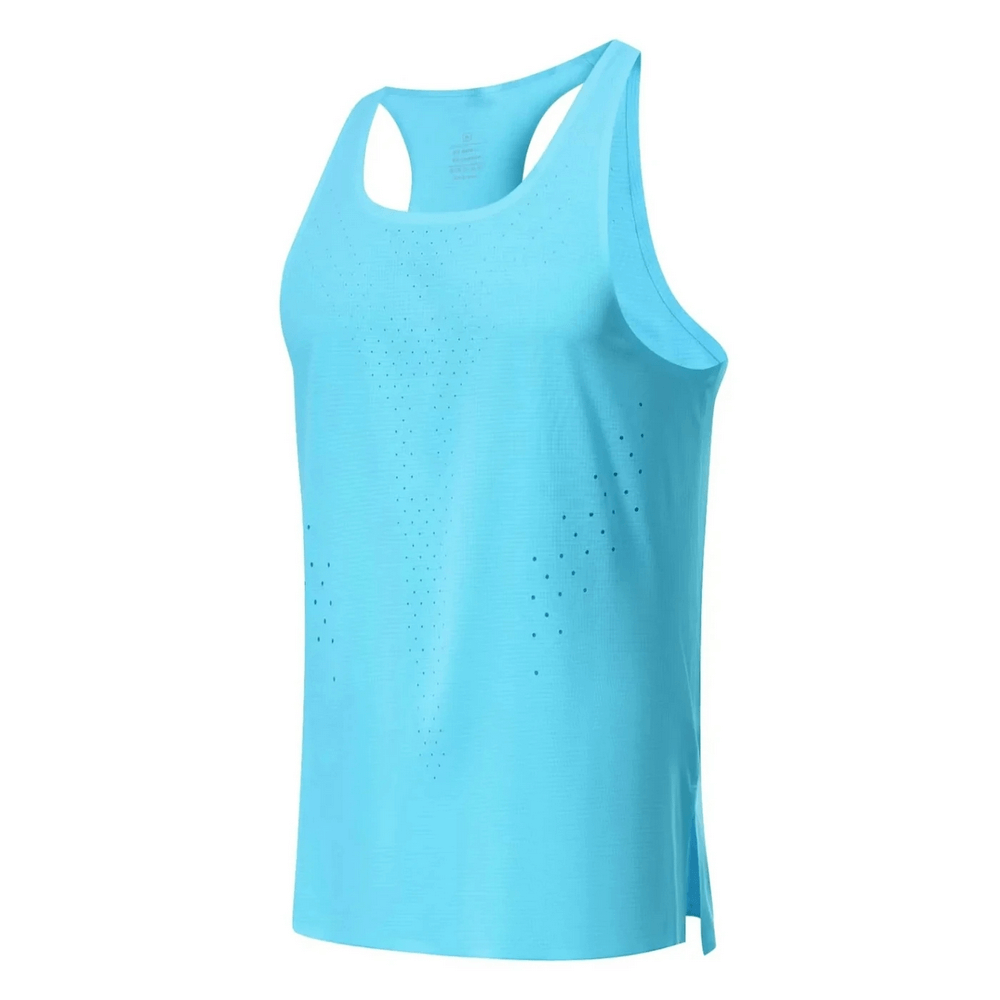 Vibrant blue breathable men's tank top with perforated design for workouts, athletic fit for comfort and flexibility - SF2154.