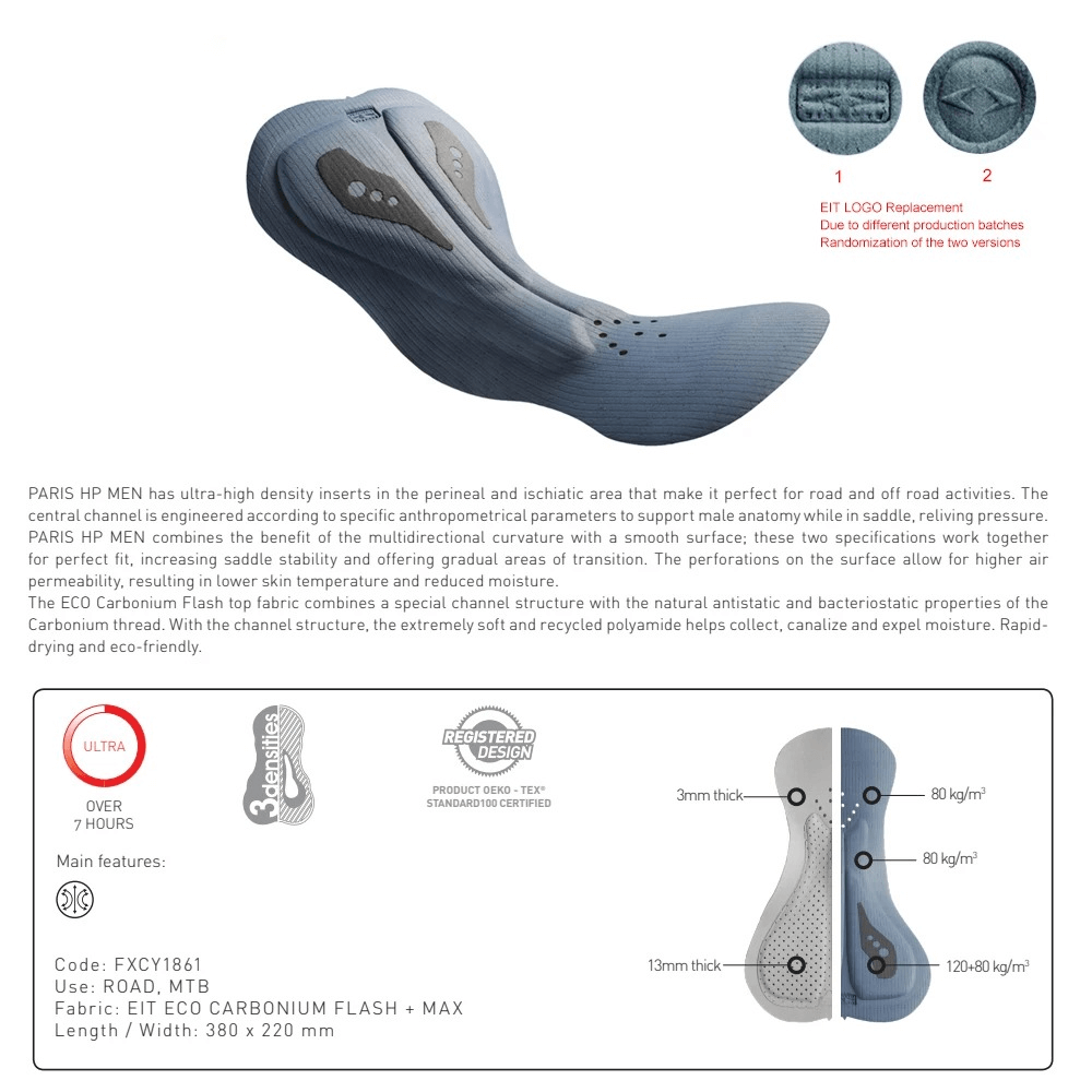 Ergonomic cycling pad with high-density inserts for optimal comfort and performance during road and mountain biking.