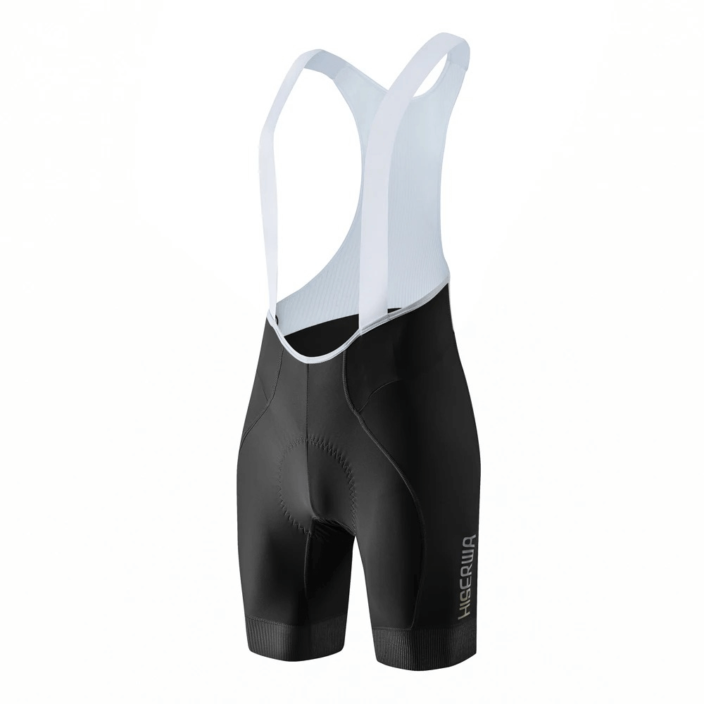 Breathable Men's Pro Cycling Bib Shorts SF2589 with 7-hour elastic pad, ergonomic design, black color for long-distance rides.