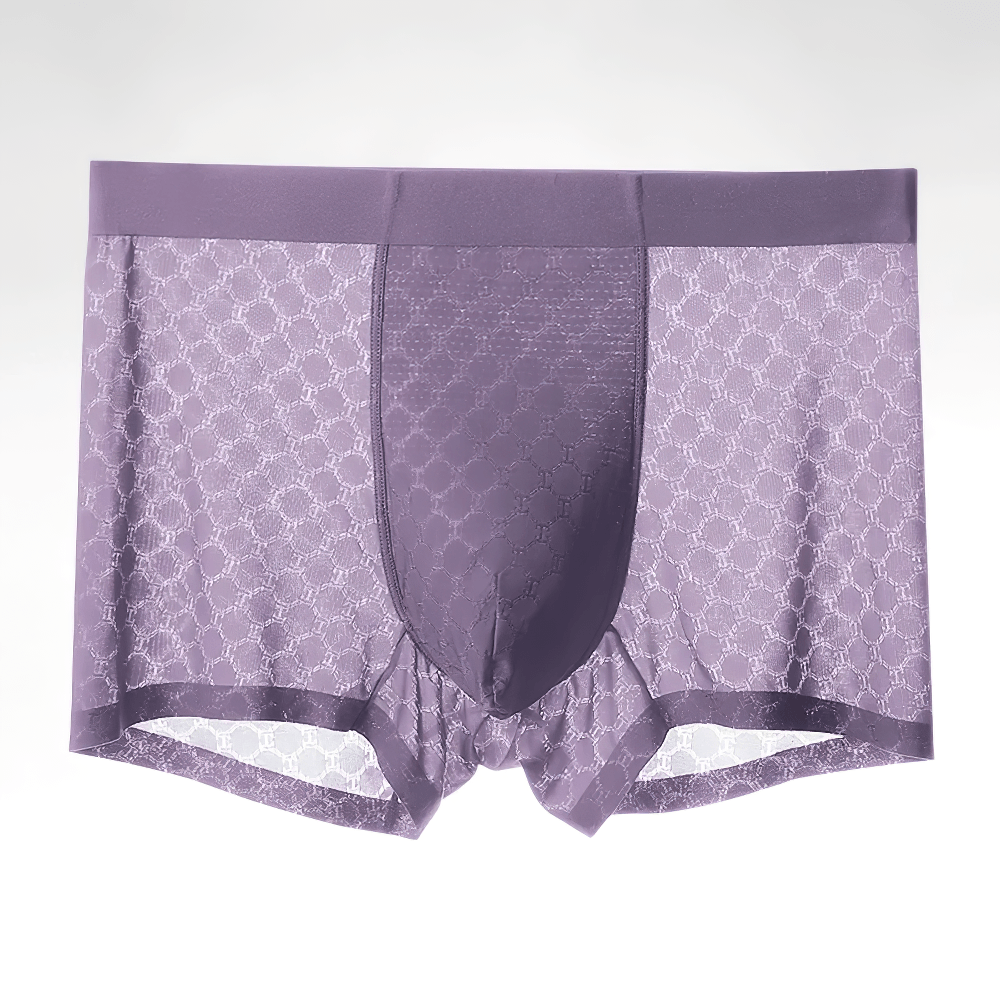 Breathable Men's Seamless Summer Boxer Briefs - SF4672 in a stylish purple design, perfect for comfort and breathability.