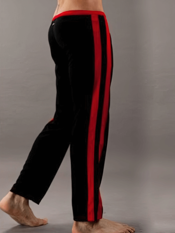Breathable men's sports training pants with side pockets and red stripes, ideal for active workouts, style SF1315.