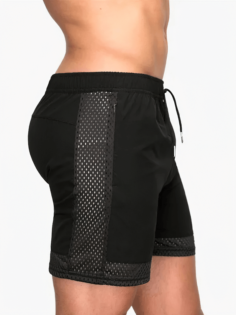 Breathable Mesh Black Athletic Shorts - SF2157