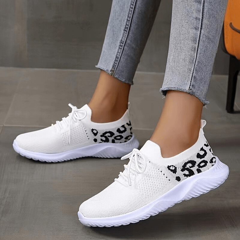 Breathable Mesh Leopard Print Soft Sole Sports Sneakers for Women - SF1422