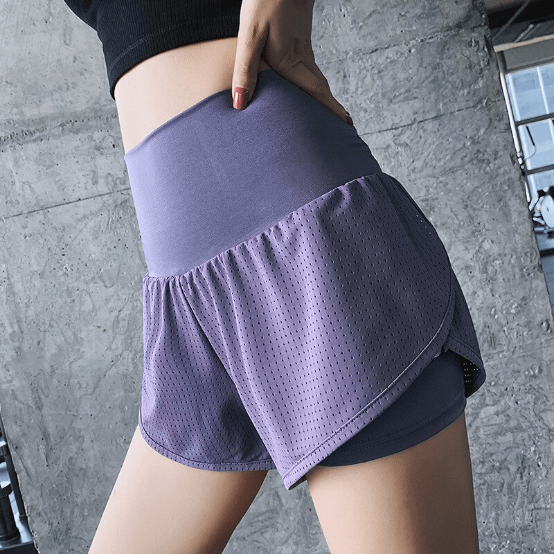 Breathable Mesh Sports Shorts For Women With High Waist and Secret Back Pocket - SF1341