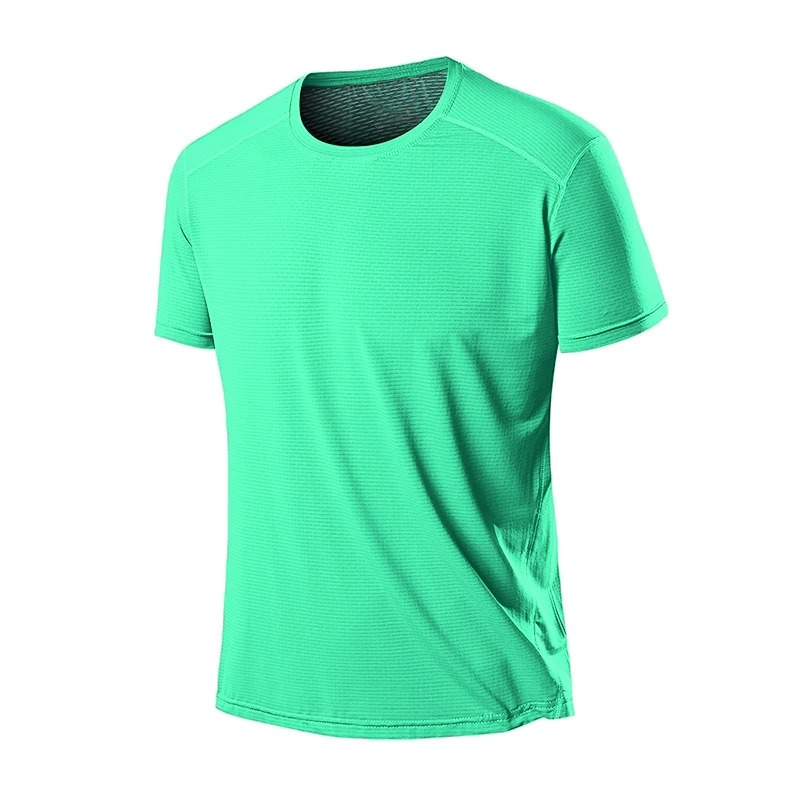 Breathable O-Neck Light T-Shirt in green for active wear, featuring quick-dry and elastic material for men. Ideal for workouts.