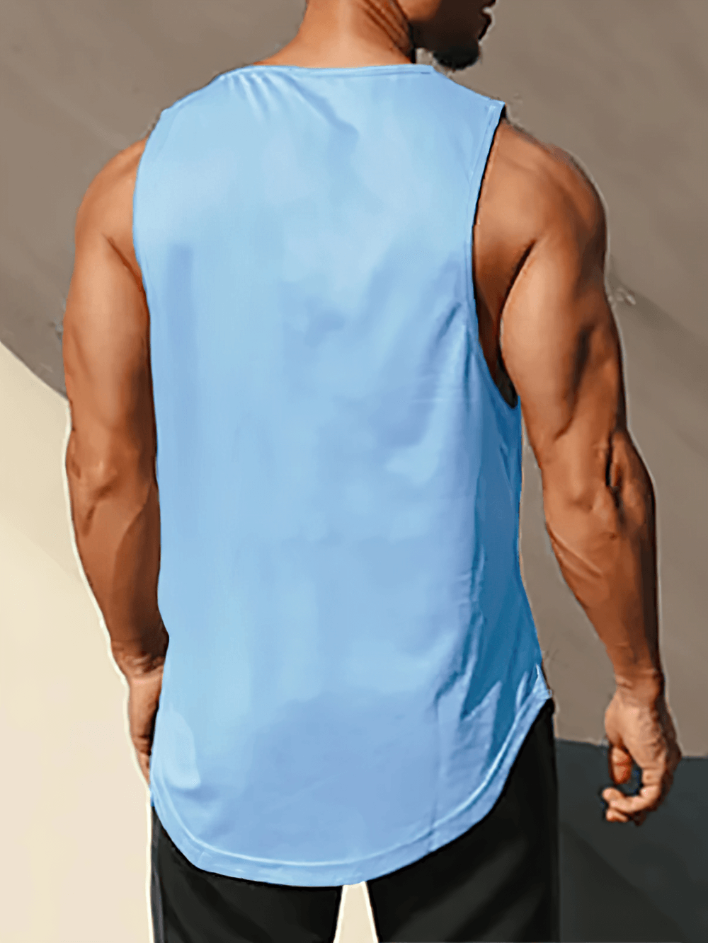 Breathable Print Workout Tank Top for Men - SF4098 in action, perfect for gym and strength training with a bold "BACK" design.