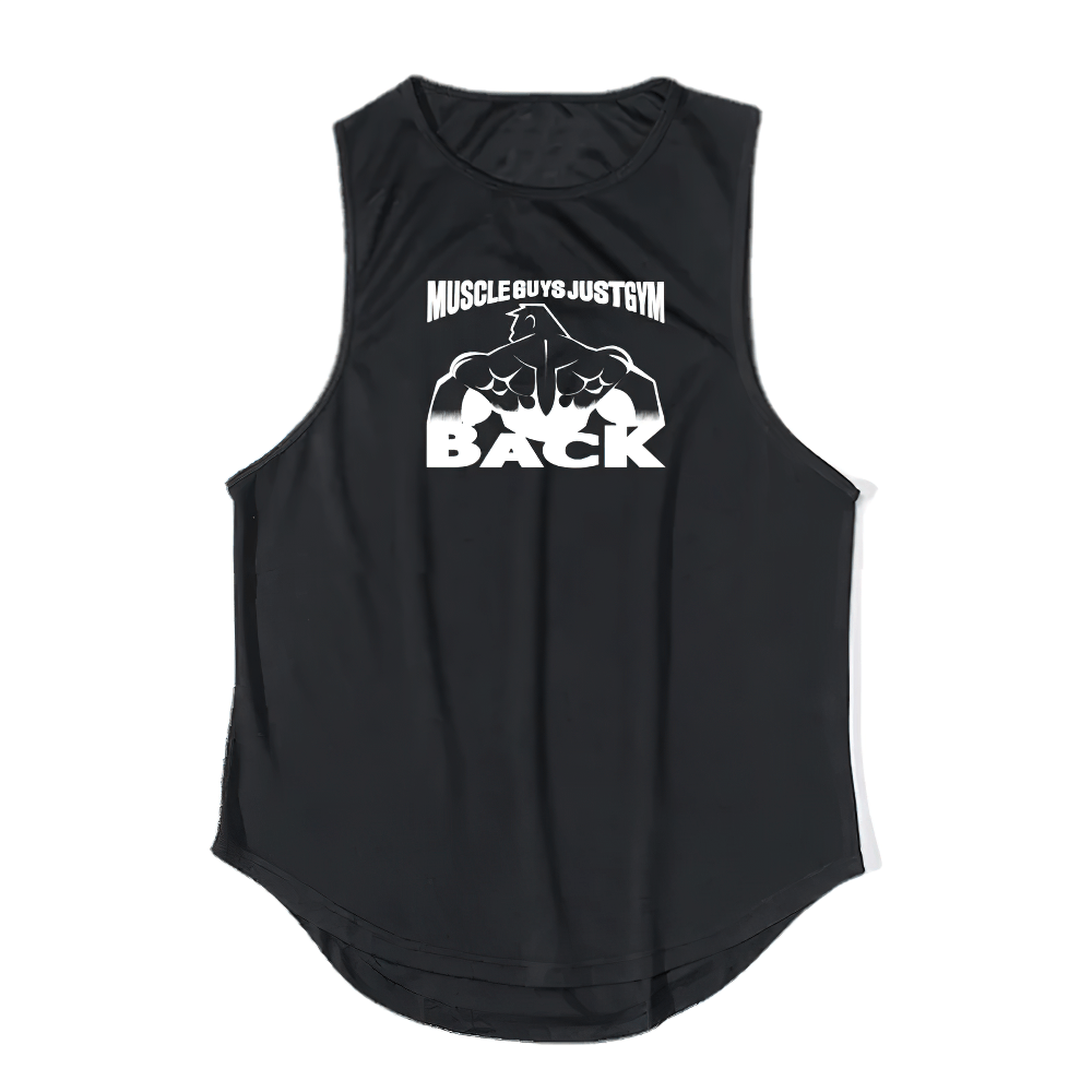 Breathable Print Workout Tank Top for Men - SF4098 with "BACK" print, perfect for gym and strength training, offers comfort and style.