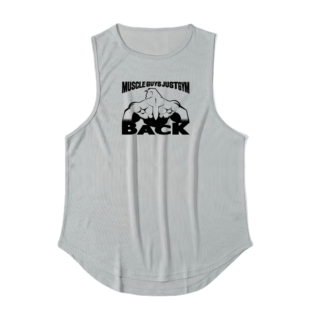 Breathable Print Workout Tank Top for Men - SF4098 with 'BACK' design, ideal for gym enthusiasts and strength training sessions.