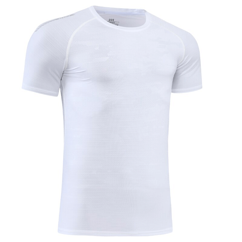 Breathable quick-drying men's sports t-shirt with O-neck, solid color, reflective strips for night running, perfect for training.