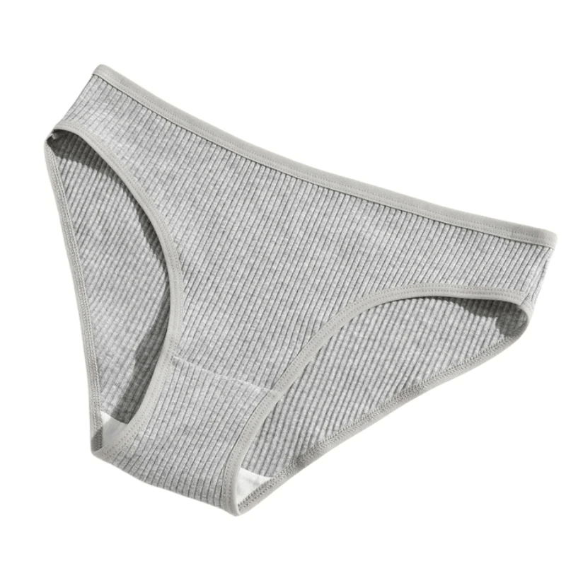 Ribbed cotton bikini panties in gray, breathable and soft, low waist design for women, style SF2175.