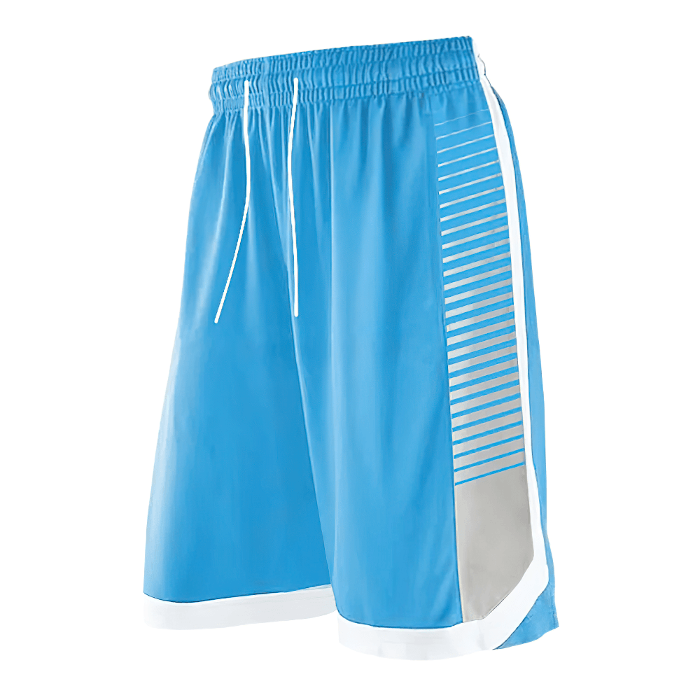 Alt Tag: Breathable Training Shorts with Stripe Panels - SF4457 blue quick-dry basketball running shorts with striped side panels