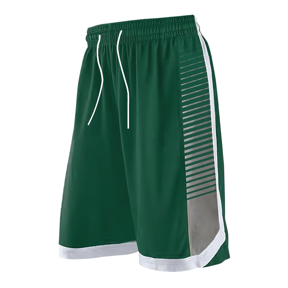 Alt Tag: Breathable Training Shorts with Stripe Panels - SF4457 green quick-dry basketball running shorts with striped side panels