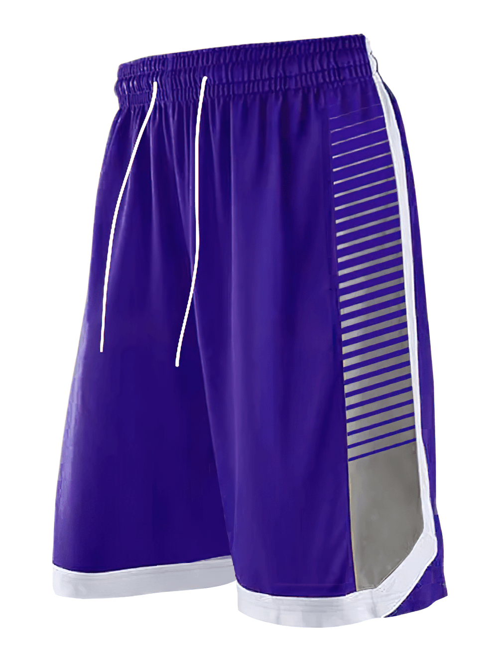 Alt Tag: Breathable Training Shorts with Stripe Panels - SF4457 purple quick-dry basketball running shorts with striped side panels
