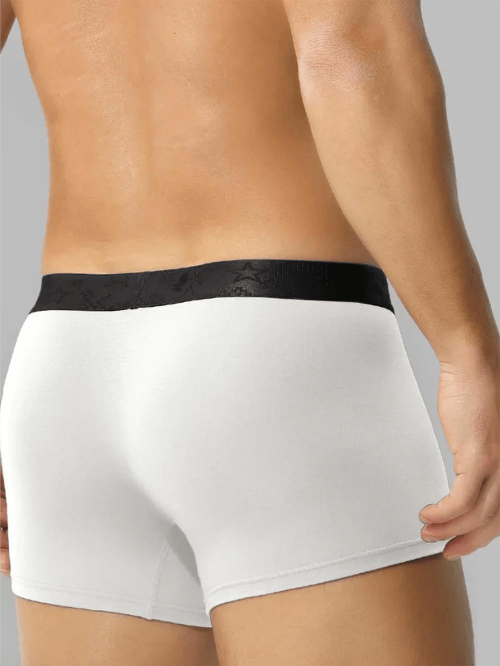 Breathable Trunk Underwear with Contour Front - SF4740, showing the back view of white modal boxer briefs with a black waistband.