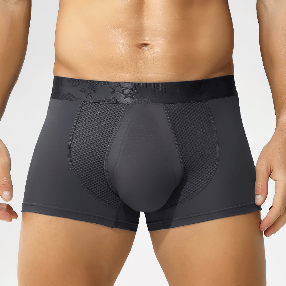 Breathable Trunk Underwear with Contour Front - SF4740 in black with mesh pouch panels, perfect for everyday wear.