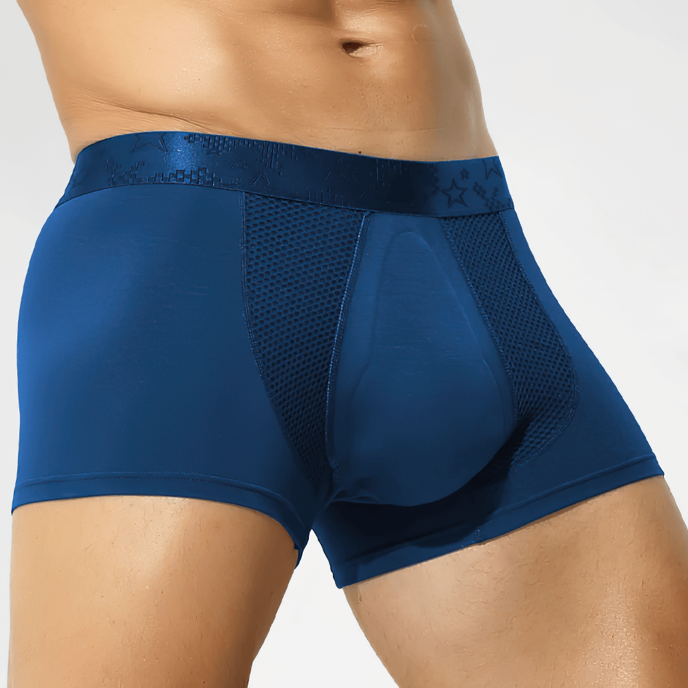 Breathable Trunk Underwear with Contour Front - SF4740 in blue with mesh pouch panels for comfort and style.