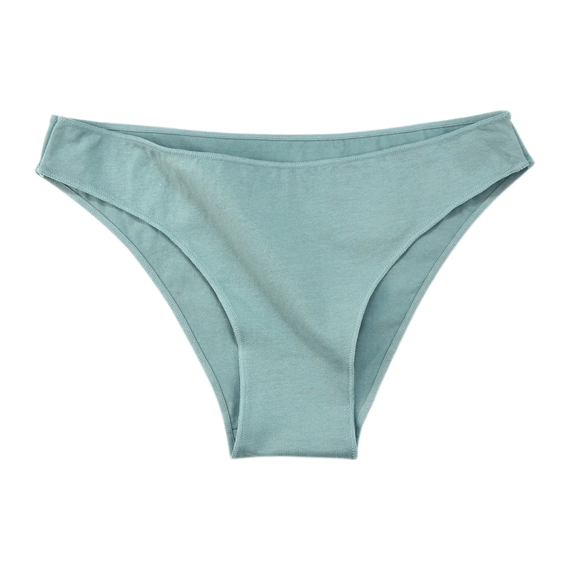 Sleek low-rise women's cotton briefs in blue with a soft, breathable 95% cotton and 5% spandex blend for everyday comfort.