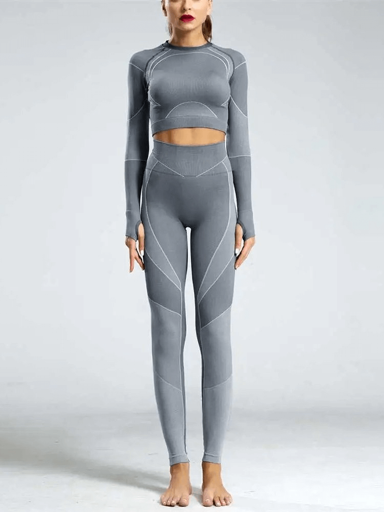 Breathable Women's Leggings and Long Sleeve Top Set - SF1761