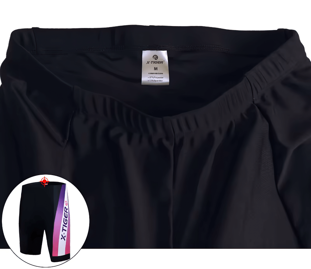 Breathable Women's Shockproof Cycling Shorts, SF2582, black with X-Tiger branding, ideal for mountain biking and road cycling.