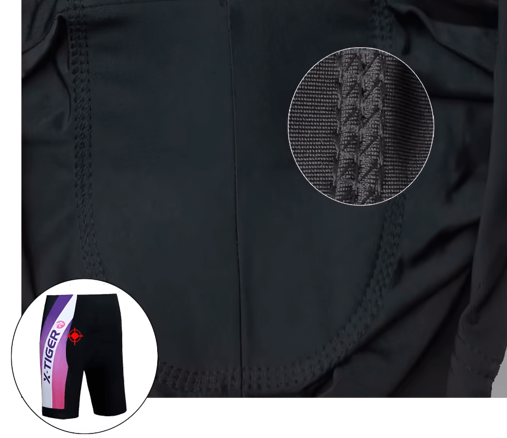 Close-up of Breathable Women's Shockproof Cycling Shorts with ergonomic padding and flexible Lycra fabric for comfort and support.