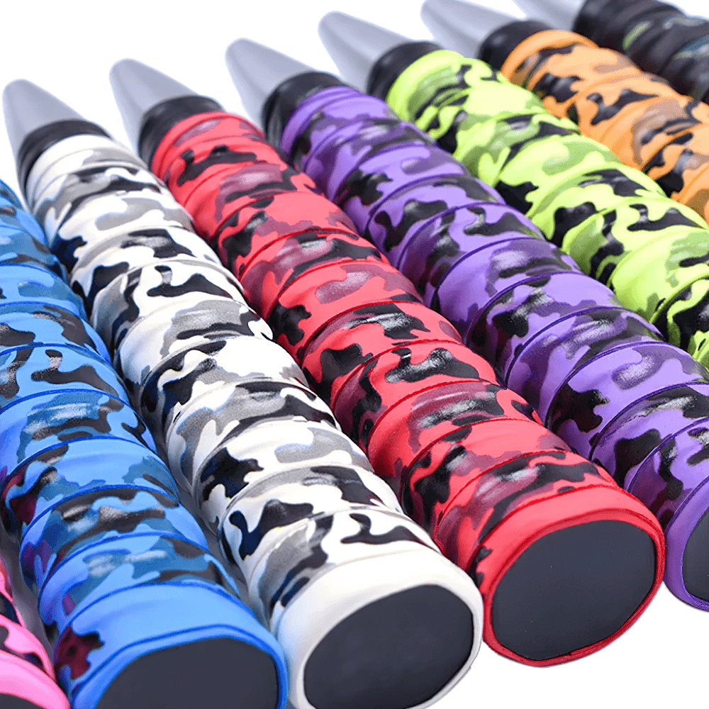 Colorful Camo Tennis Racket Grip Tape Anti-Slip Overgrip - SF3440 in various designs for secure hold and control during play.