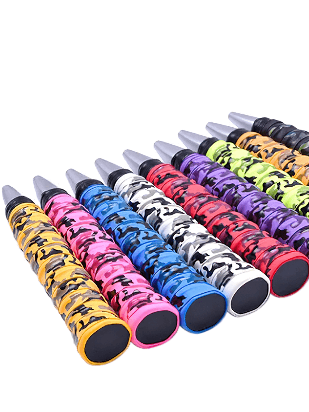 Camo Tennis Racket Grip Tape Anti-Slip Overgrip - SF3440 in various vibrant camouflage colors for tennis and badminton rackets.