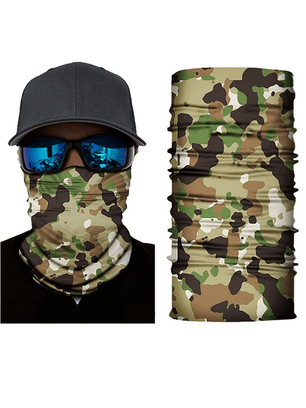 Camouflage cycling face mask and elastic neck gaiter SF1389 for outdoor sports like running and cycling.