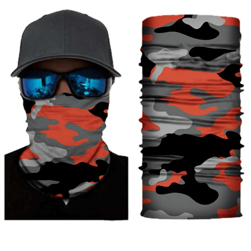 Camouflage Cycling Face Mask SF1389 - Red, Black, Grey Neck Gaiter for Unisex - Ideal for Cycling, Running, Climbing