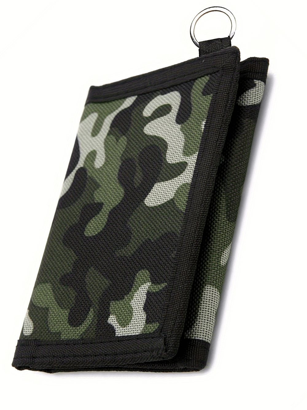 Camouflage trifold wallet with chain and zip, durable nylon design, hook and loop fastening, secure and stylish accessory - SF2684