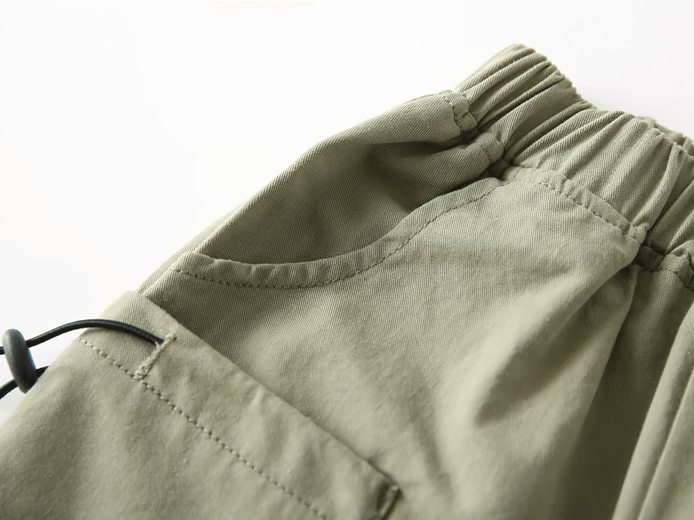 Close-up of boy's Cargo Shorts With Pockets And Drawstring Design - SF3721, showing durable fabric and elastic waistband.