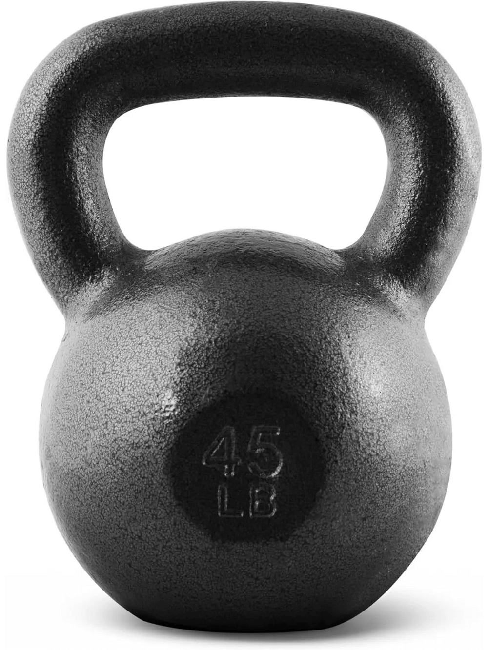 45 lb cast iron kettlebell for strength and conditioning workouts with wide handle for secure grip and durable enamel finish