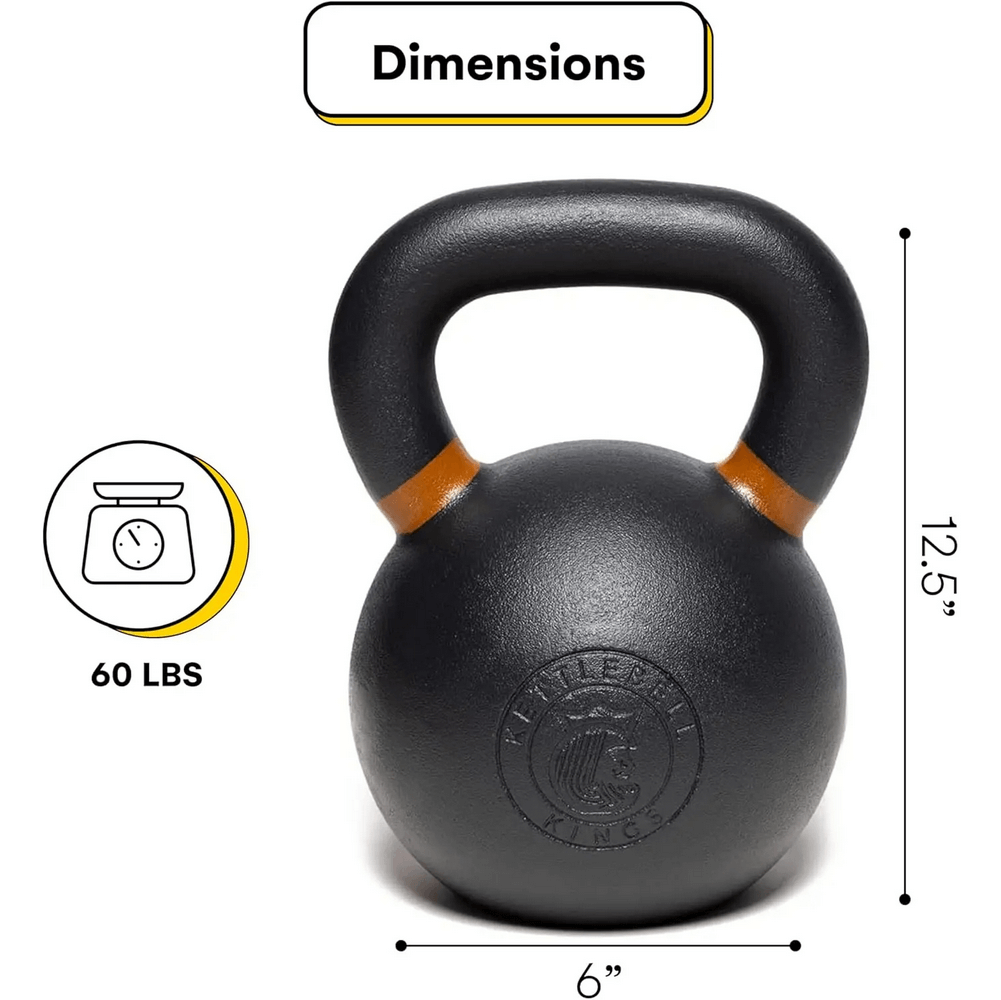 60 lb cast iron kettlebell with dimensions 12.5