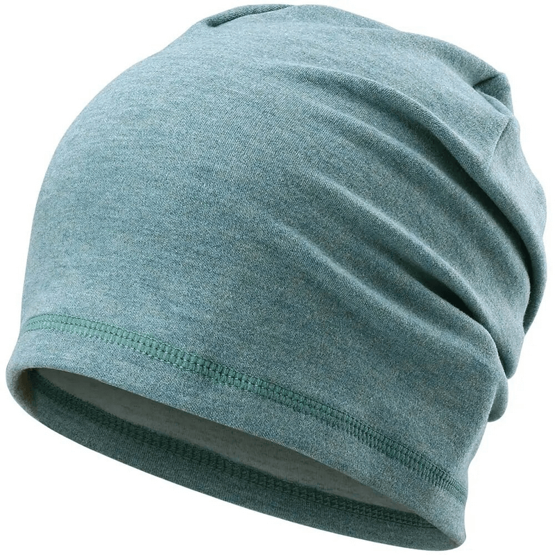Light blue casual elastic thermal beanie for men and women, featuring breathable, quick-drying materials for warmth and comfort.